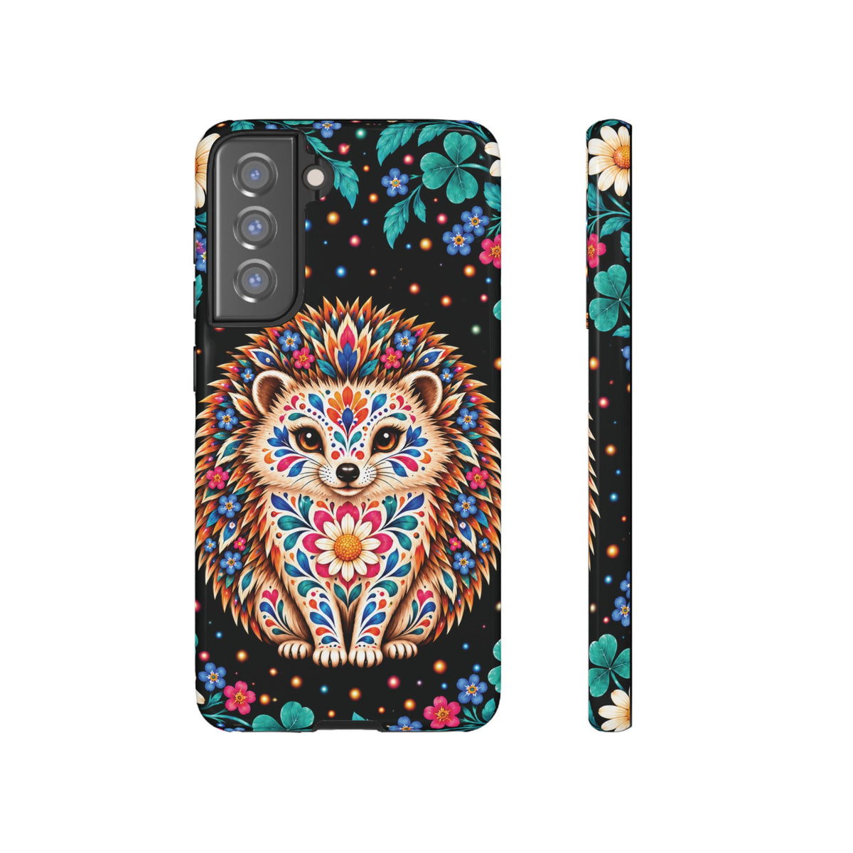 Vibrant Orange and Turquoise Calavera Hedgehog Phone Case - Multicolor Phone Case - Samsung Galaxy S21 FE / Glossy