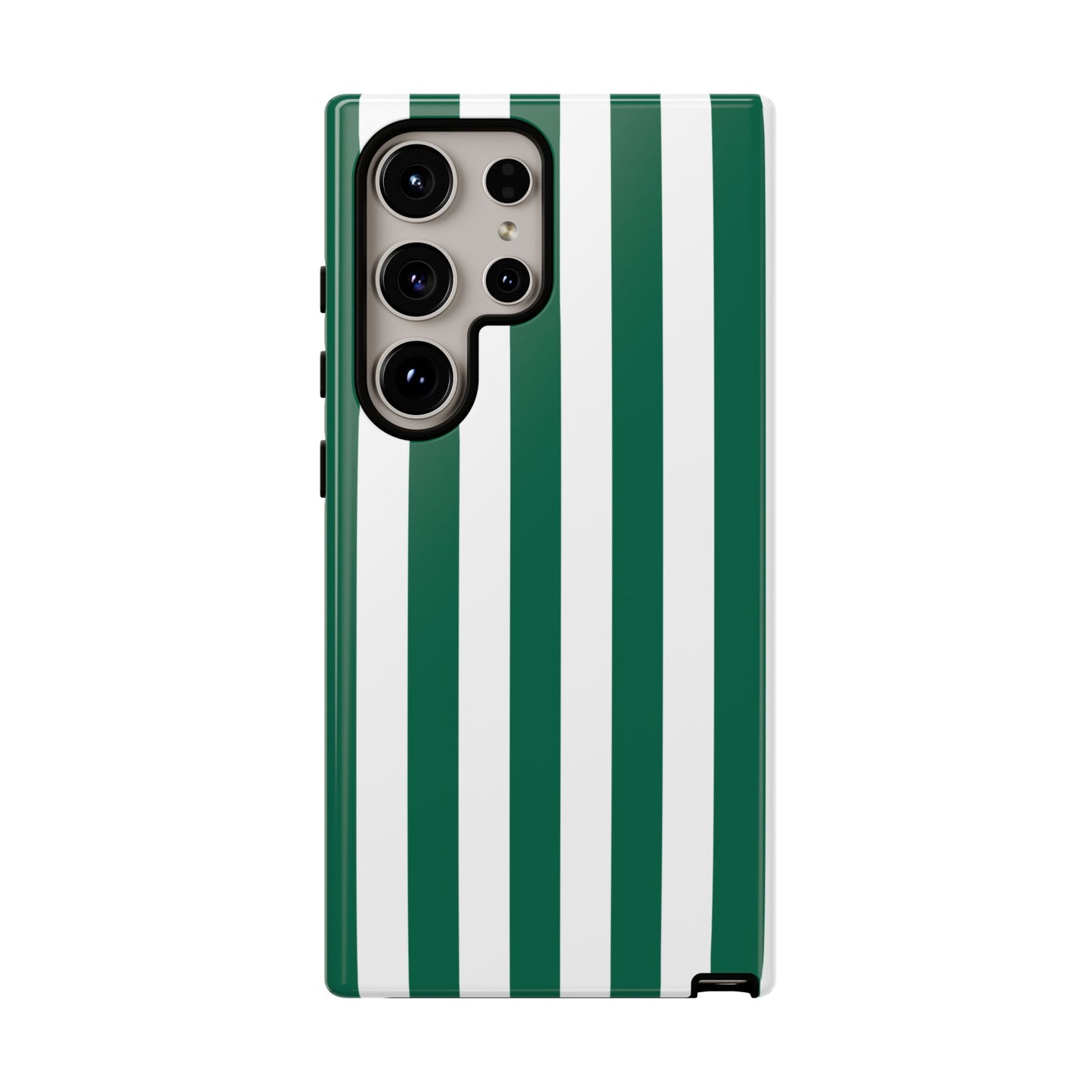 Samsung Galaxy S24 Ultra / Glossy Phone Case - Simple Green & White Stripe Pattern Phone Case