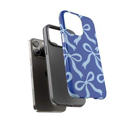 Bold Cobalt Blue and Powder Blue Bow Pattern Phone Case - Blue Phone Case
