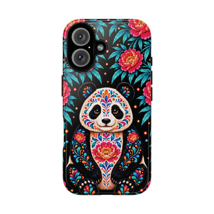 Cute Pink and Turquoise Calavera Panda Phone Case - Multicolor Phone Case - iPhone 16 / Glossy