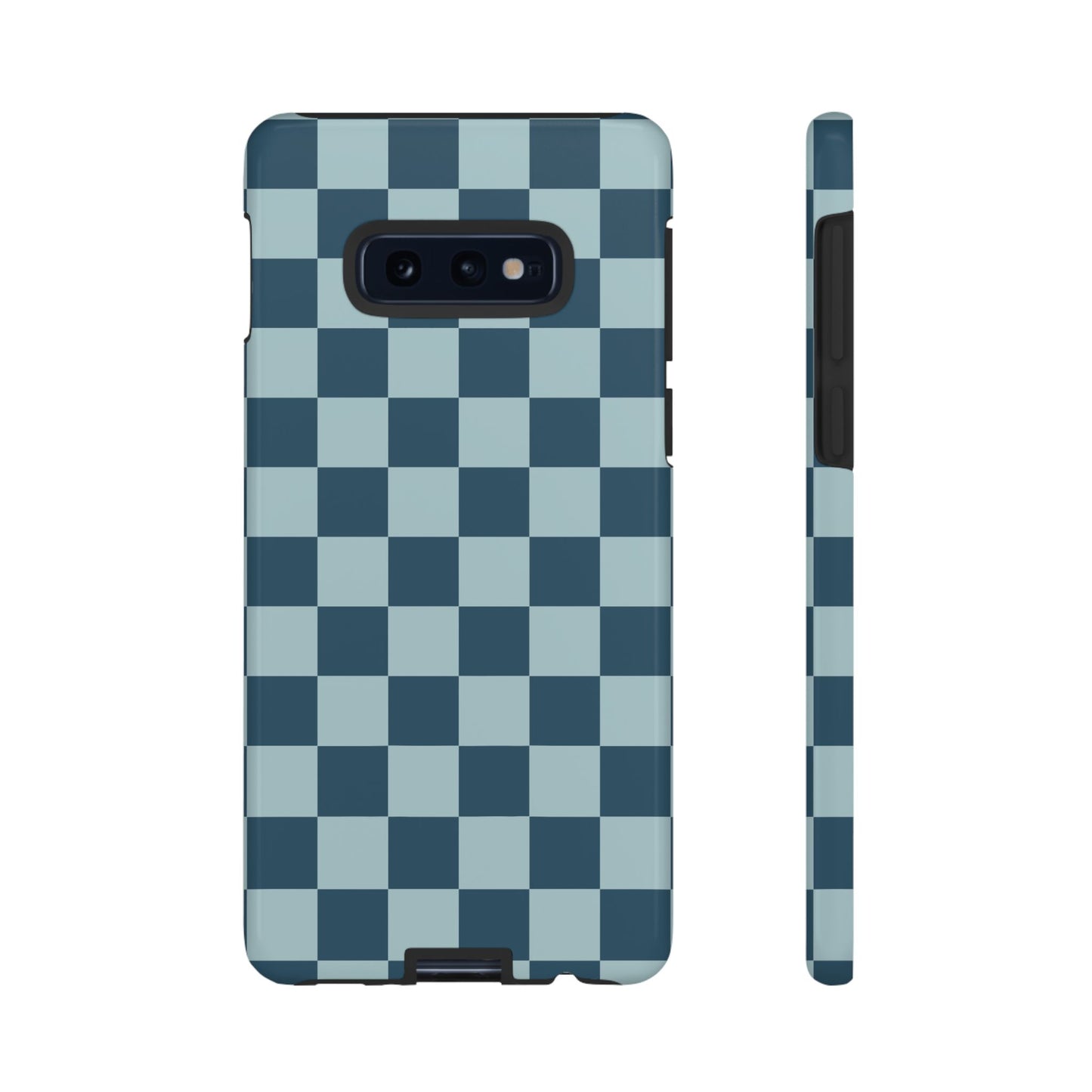 Samsung Galaxy S10E / Glossy Phone Case - ’Blue Checkered Pattern’ Phone Case