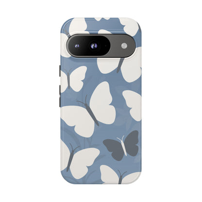 Google Pixel 9 / Glossy Phone Case - Minimalist Light Blue Butterfly Pattern Phone Case