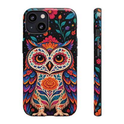 Vibrant Orange and Turquoise Calavera Owl Phone Case - Multicolor Phone Case - iPhone 13 / Glossy