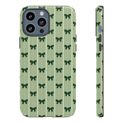 Retro Forest Green Bow Pattern Phone Case