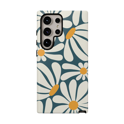 Retro Blue Daisy Pattern Phone Case - Blue Phone Case - Samsung Galaxy S24 Ultra / Glossy