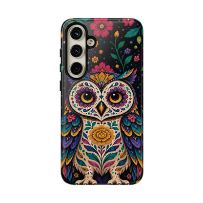 Vibrant Purple and Teal Calavera Owl Phone Case - Multicolor Phone Case - Samsung Galaxy S24 Plus / Glossy