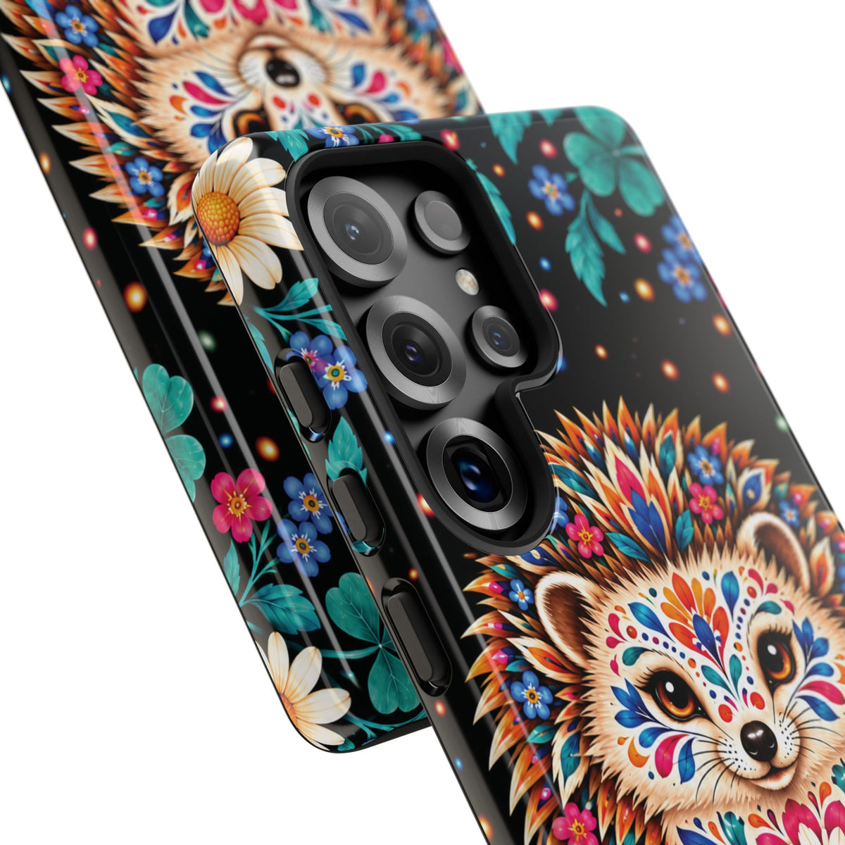 Vibrant Orange and Turquoise Calavera Hedgehog Phone Case - Multicolor Phone Case