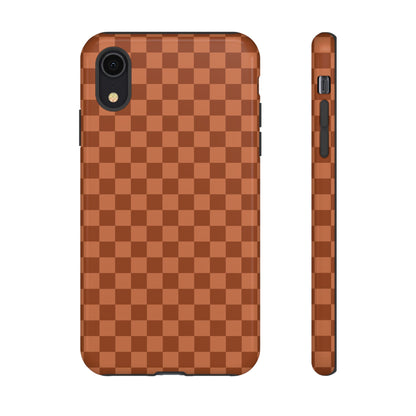 iPhone XR / Glossy Phone Case - ’Bold Brown Checkered Pattern’ Phone Case