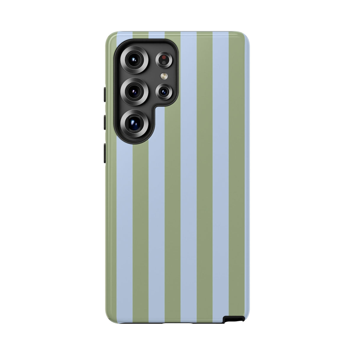 Trendy Ice Blue & Green Stripe Pattern Phone Case - Blue Phone Case - Samsung Galaxy S25 Ultra / Glossy