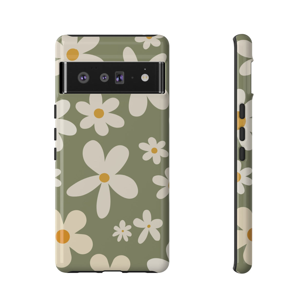 Chic Green Daisy Pattern Phone Case - Green Phone Case - Google Pixel 6 Pro / Glossy