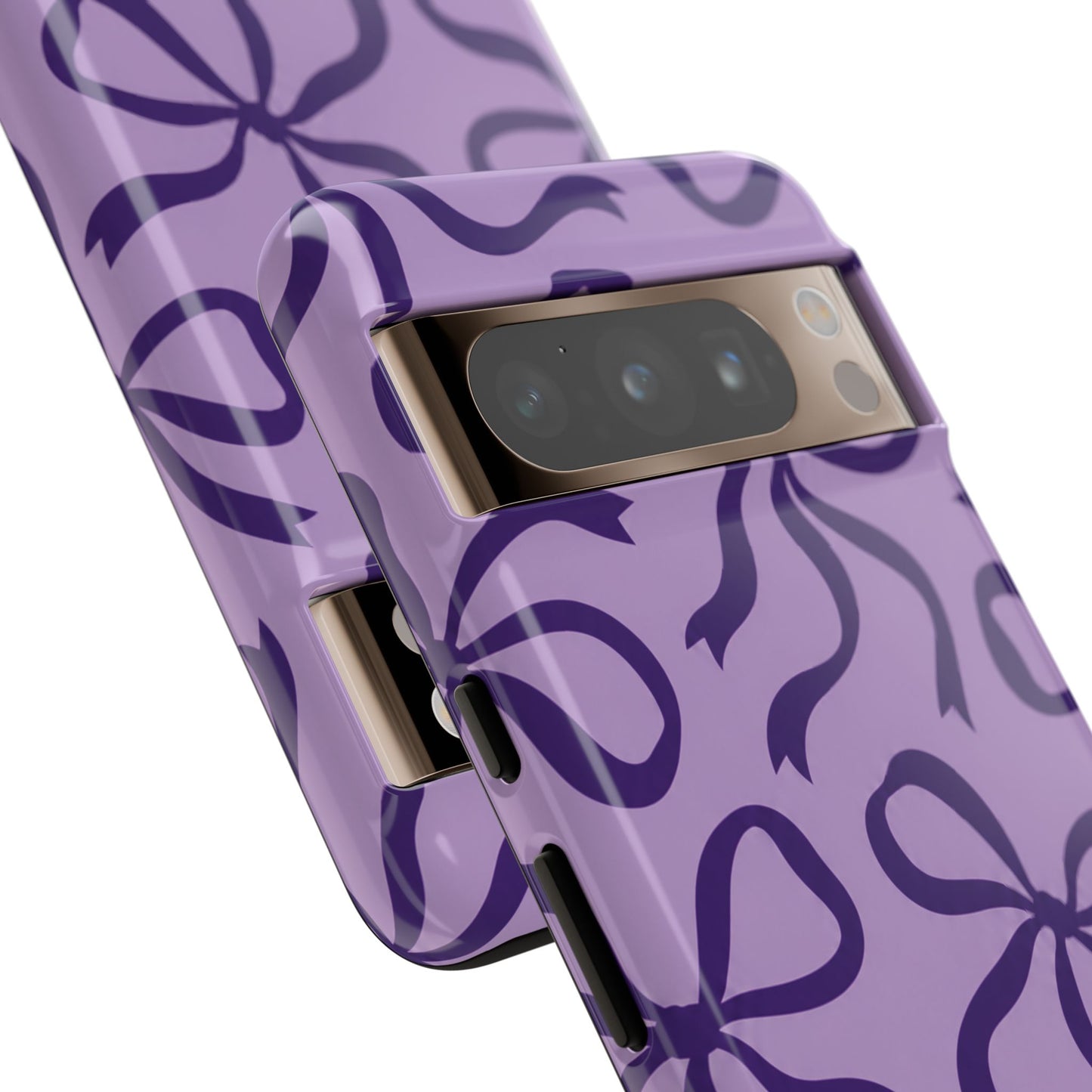 Bold Lilac and Deep Purple Bow Pattern Phone Case