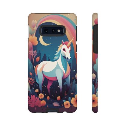 Samsung Galaxy S10E / Glossy Phone Case - Stylised Unicorn & Rainbow Design Phone Case