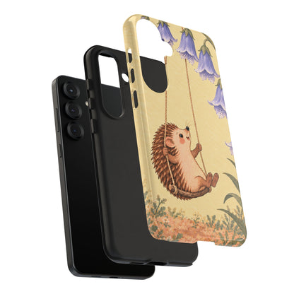 Whimsical Buttercream Hedgehog and Bluebell Phone Case - Yellow Phone Case