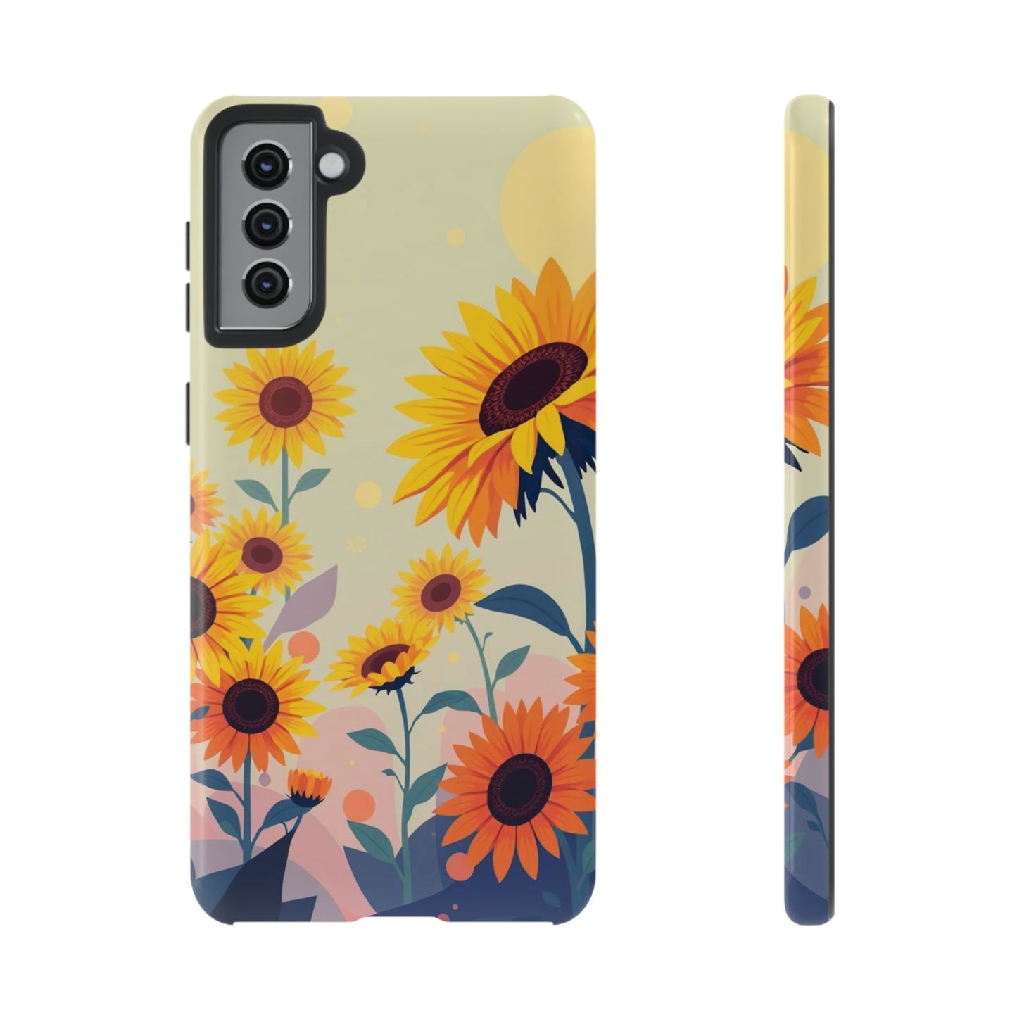 Samsung Galaxy S21 Plus / Glossy Phone Case - Modern Flat Sunflower Design Phone Case