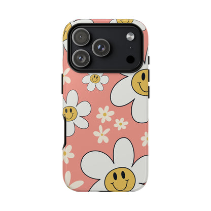 Fun Retro Daisy Pattern with Pink Background Phone Case - Pink Phone Case - iPhone 18 Pro / Glossy