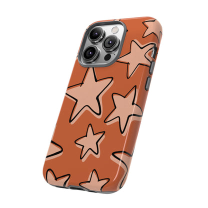 Burnt Orange Doodle Star Phone Case