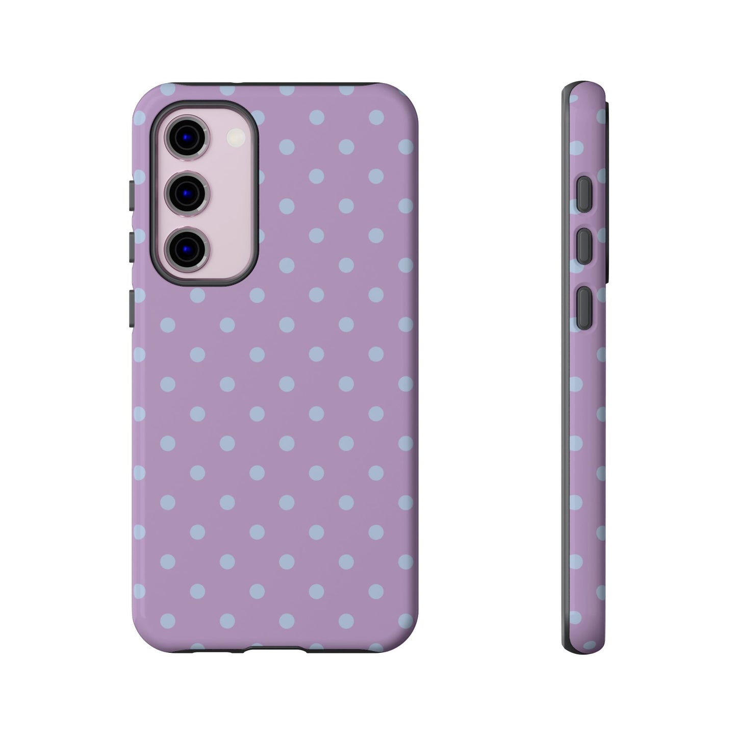 Samsung Galaxy S23 Plus / Glossy Phone Case - Trendy Lilac & Ice Blue Dot Pattern Phone Case