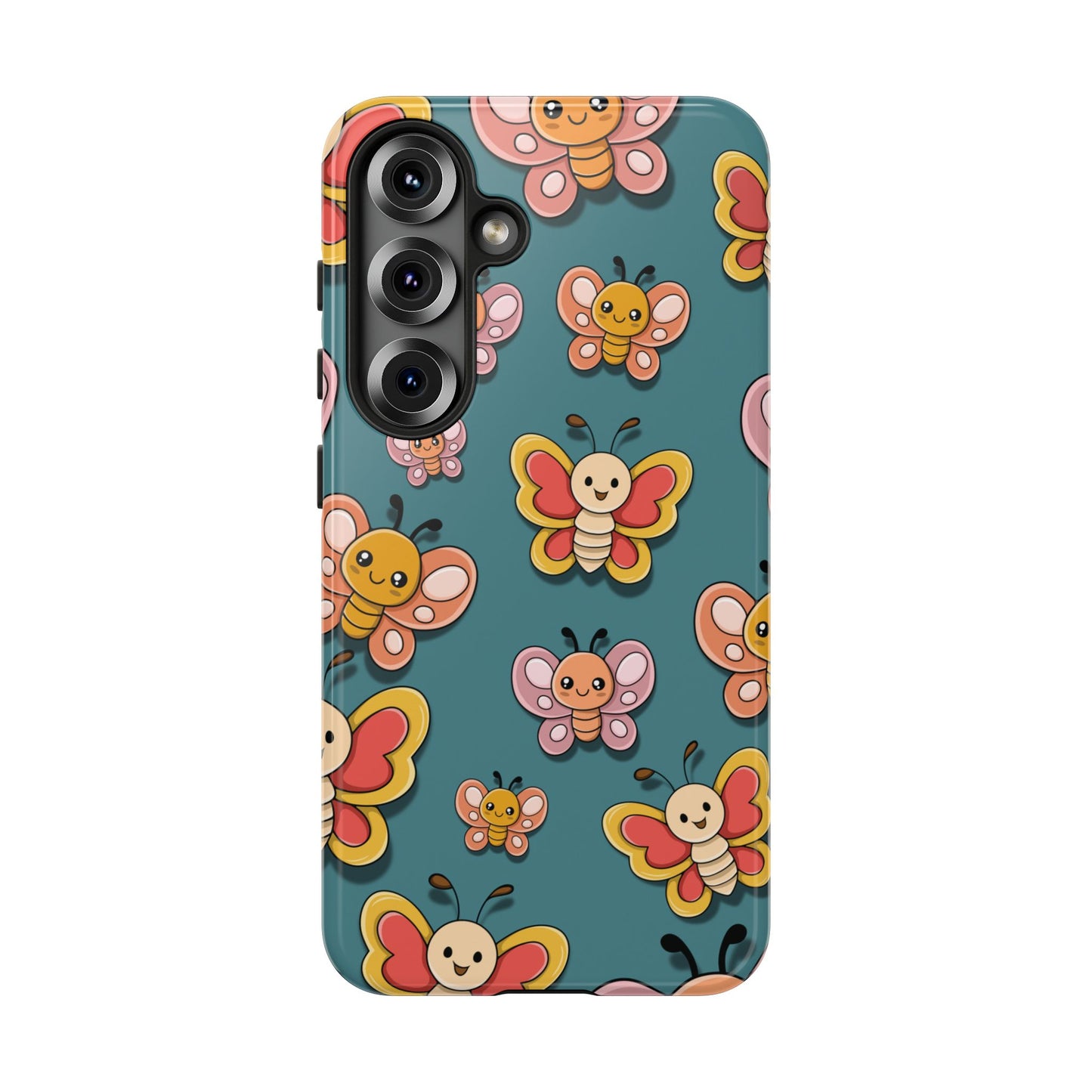 Blue Butterfly Sticker Design Phone Case - Blue Phone Case - Samsung Galaxy S25 / Glossy