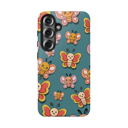 Blue Butterfly Sticker Design Phone Case - Blue Phone Case - Samsung Galaxy S25 / Glossy