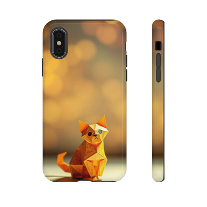iPhone XS / Glossy Phone Case - Origami Cat Design Phone Case