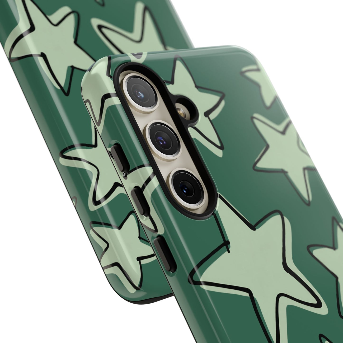 Forest Green Doodle Star Phone Case