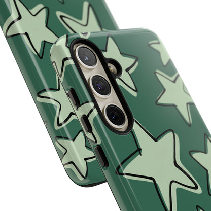 Forest Green Doodle Star Phone Case