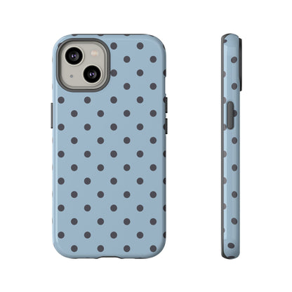 Light Blue with Dark Blue Dot Pattern Phone Case