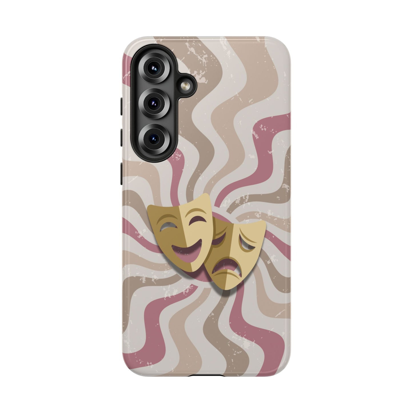 Comedy & Tragedy Masks – Pink Minimal Retro Wave Phone Case - Pink Phone Case - Samsung Galaxy S25 Plus / Glossy