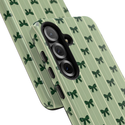 Retro Forest Green Bow Pattern Phone Case
