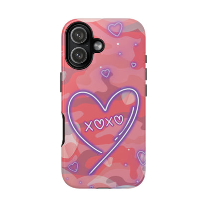 Love Heart Neon Camo Phone Case - Pink Phone Case - iPhone 17 / Glossy