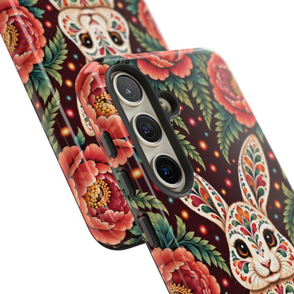 Cute Terracotta and Teal Calavera Bunny Phone Case - Phone Case
