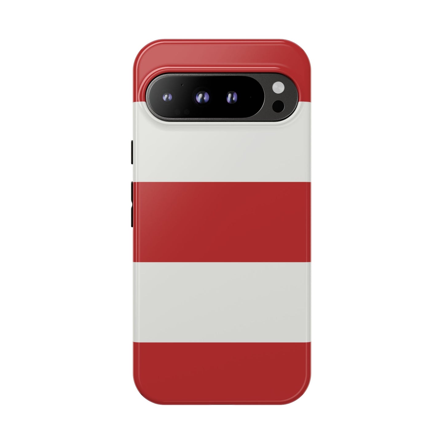 Google Pixel 9 Pro XL / Glossy Phone Case - Red & White Horizontal Stripe Pattern Phone Case