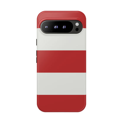 Google Pixel 9 Pro XL / Glossy Phone Case - Red & White Horizontal Stripe Pattern Phone Case