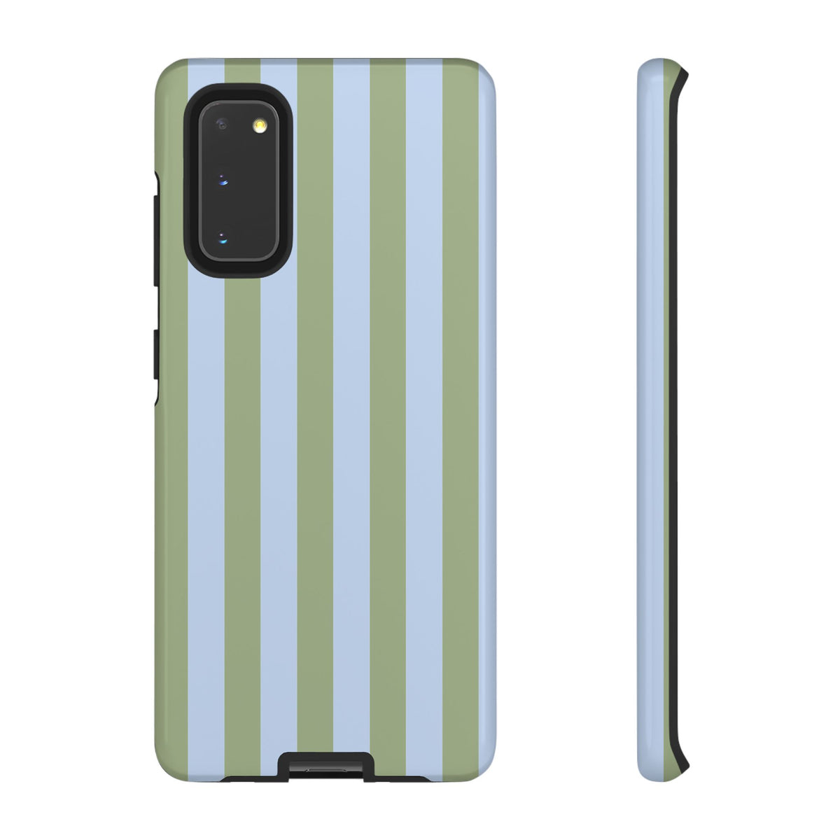 Trendy Ice Blue & Green Stripe Pattern Phone Case - Blue Phone Case - Samsung Galaxy S20 / Glossy