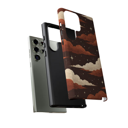 Illustrated Burnt Orange Clouds & Stars Phone Case