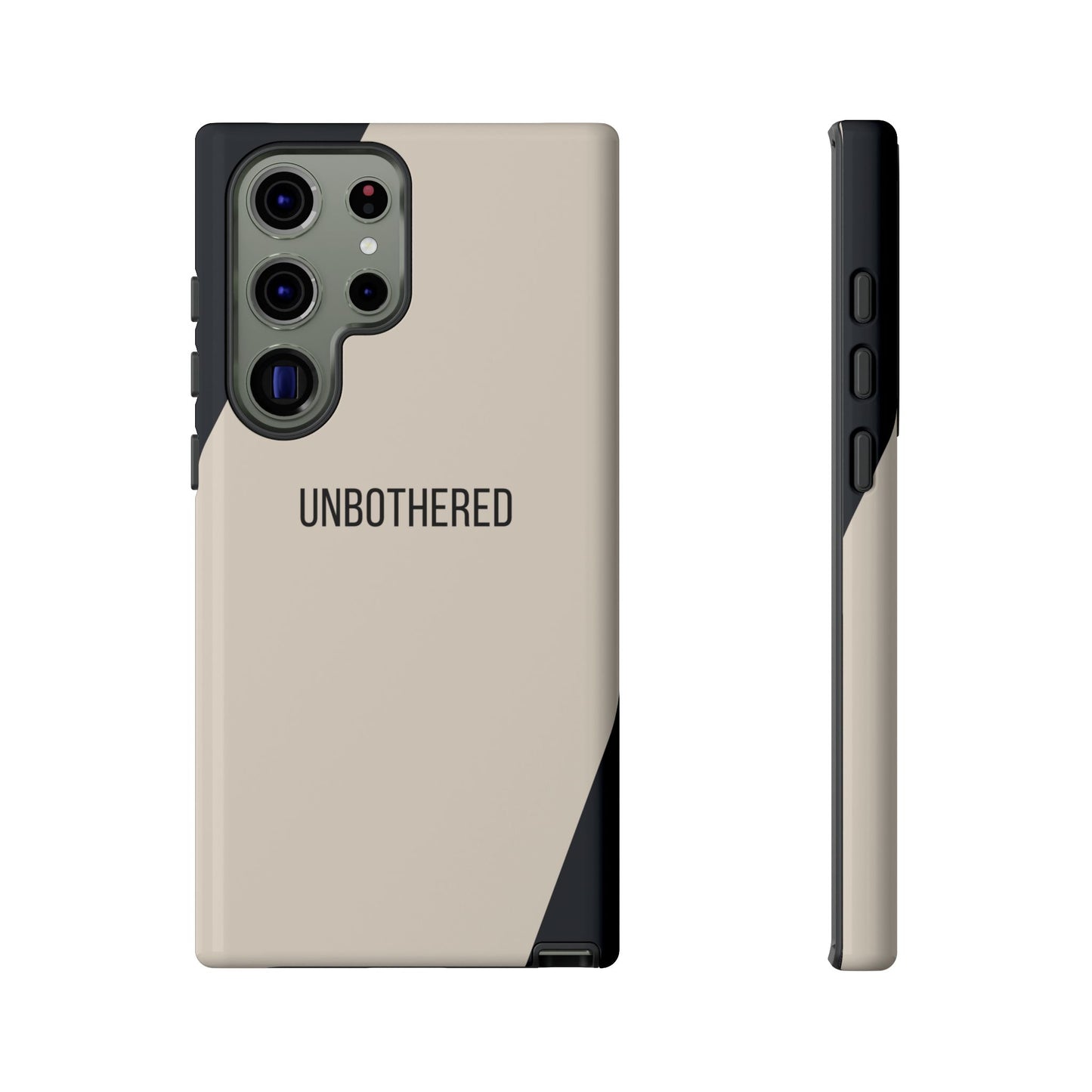 Samsung Galaxy S23 Ultra / Glossy Phone Case - Sassy Statement Case ’Unbothered’ in Beige & Charcoal