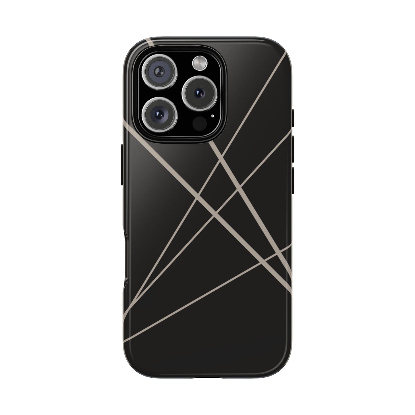 iPhone 16 Pro / Glossy Phone Case - Abstract Black with Grey Lines Phone Case