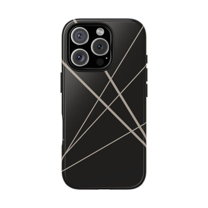 iPhone 16 Pro / Glossy Phone Case - Abstract Black with Grey Lines Phone Case