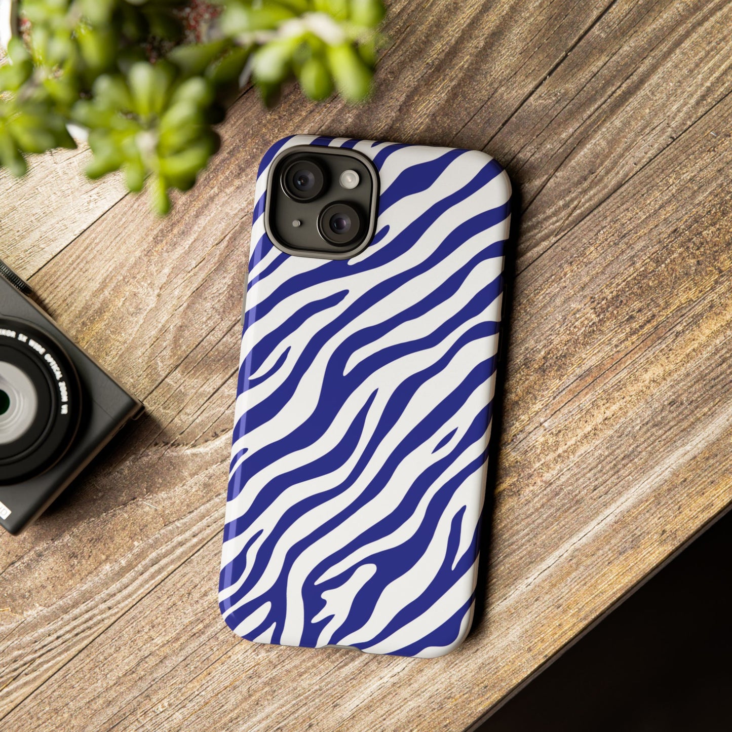 Stylish Electric Blue Zebra Print Phone Case