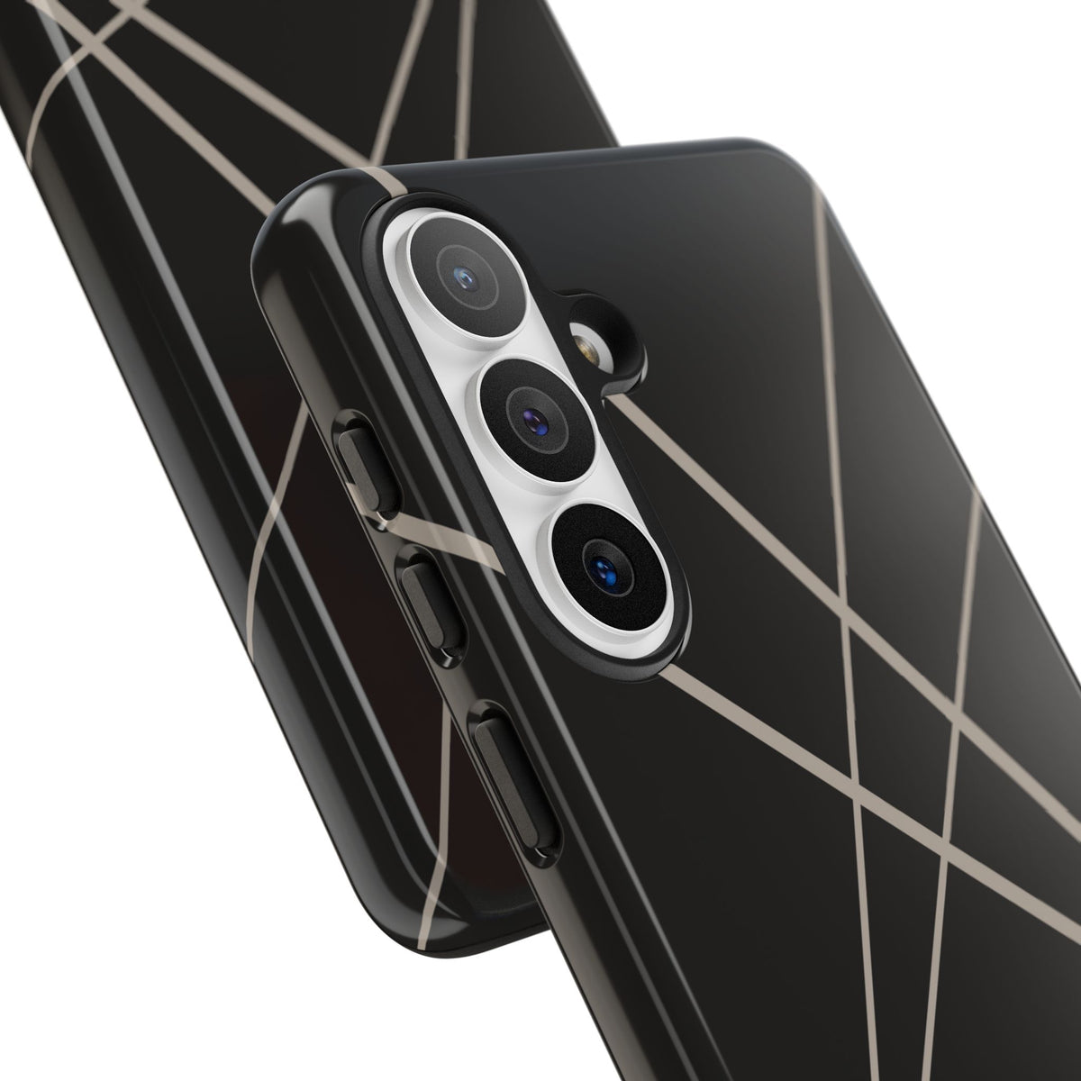 Abstract Black with Grey Lines Phone Case - Black Phone Case