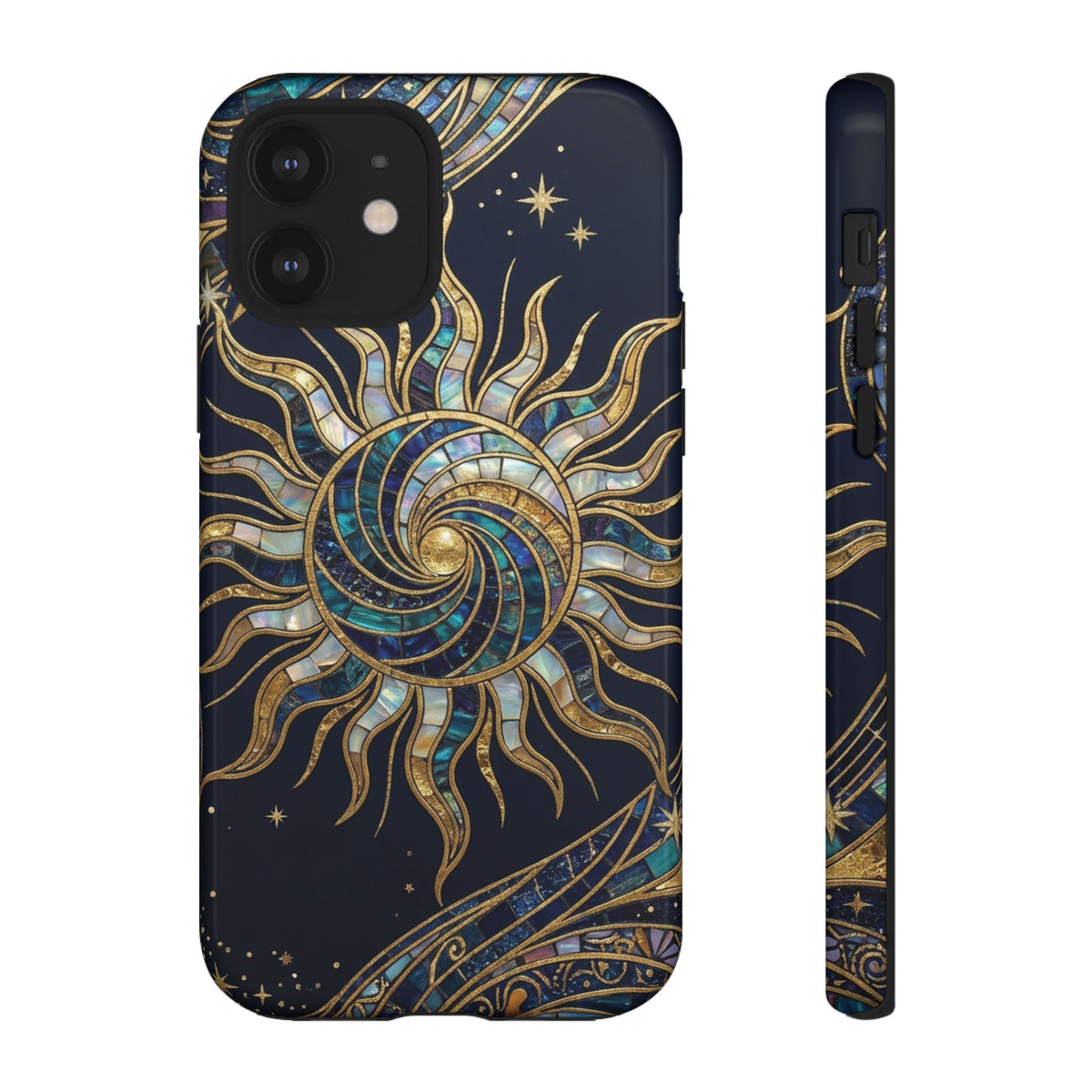 Elegant Navy & Gold Solar Spiral Phone Case