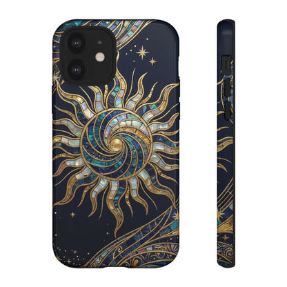Elegant Navy & Gold Solar Spiral Phone Case