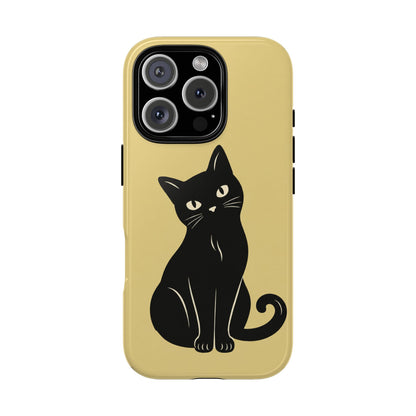 Minimalist Butter Yellow & Black Cat Phone Case