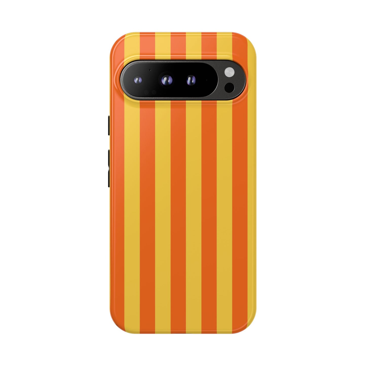 Google Pixel 9 Pro XL / Glossy Phone Case - Trendy Orange & Yellow Stripe Pattern Phone Case