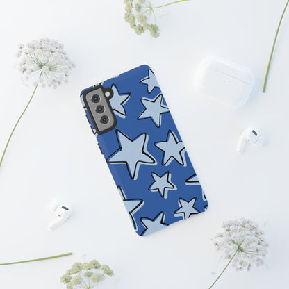 Cobalt Blue Doodle Star Phone Case