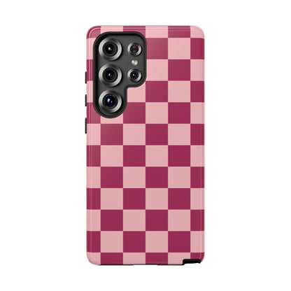 Pink Checked Pattern Phone Case - Pink Phone Case - Samsung Galaxy S25 Ultra / Glossy