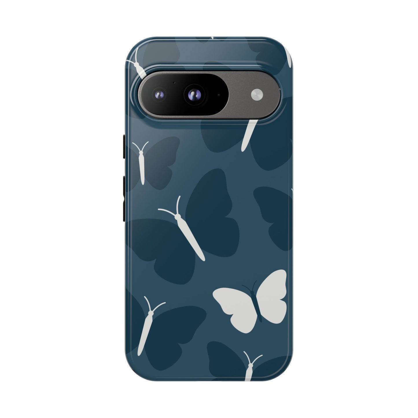 Minimalist Dark Blue Butterfly Pattern Phone Case - Blue Phone Case - Google Pixel 9 / Glossy