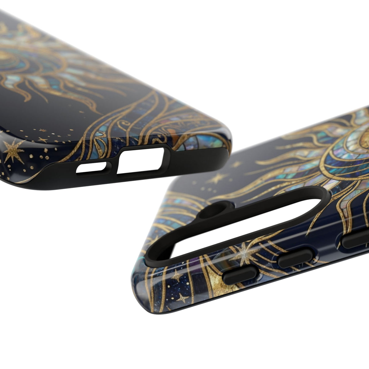 Elegant Navy & Gold Solar Spiral Phone Case