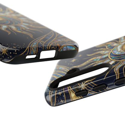 Elegant Navy & Gold Solar Spiral Phone Case