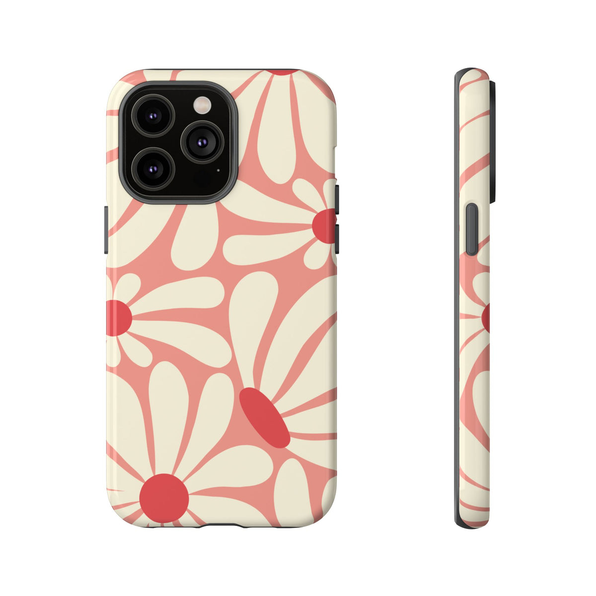 Cute Retro Pink Daisy Pattern Phone Case - Pink Phone Case - iPhone 14 Pro Max / Glossy